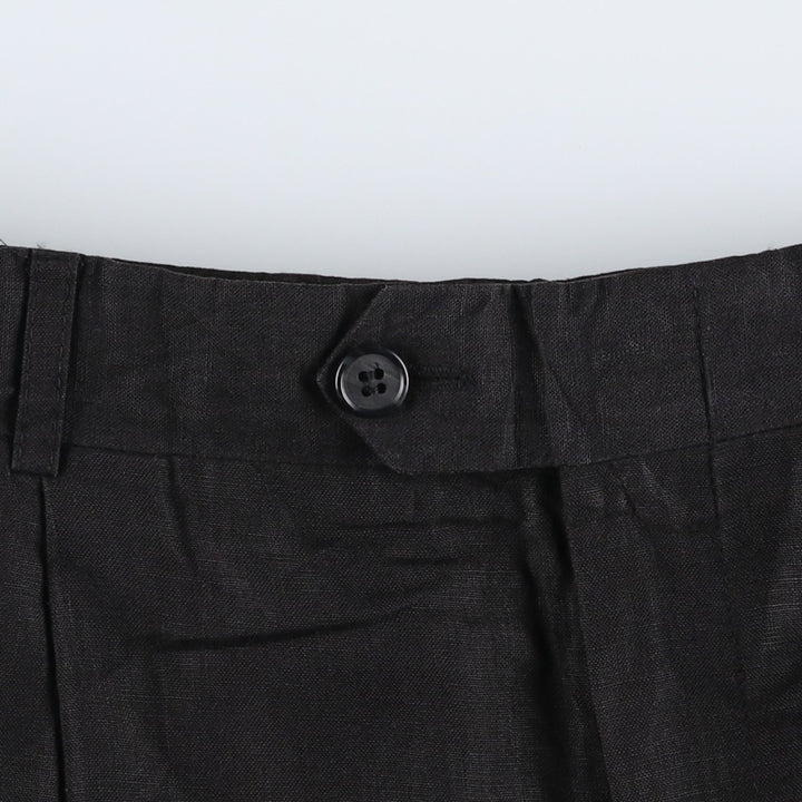SAKS FIFTH AVENUE Two-Pleat Linen Trousers, Made in Canada, Men's Size W34 (approx.) linen black type Vintage Second Hand
