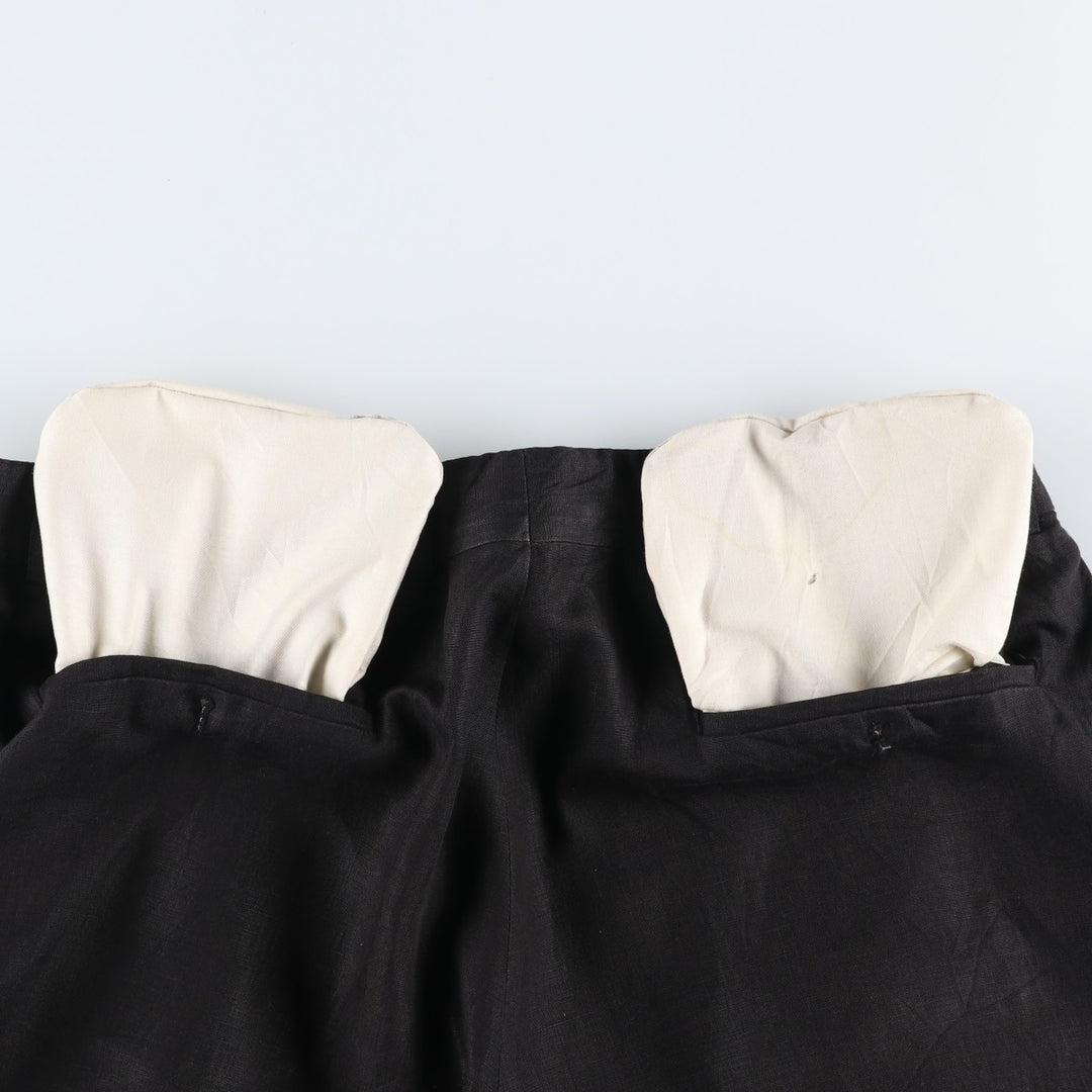 SAKS FIFTH AVENUE Two-Pleat Linen Trousers, Made in Canada, Men's Size W34 (approx.) linen black type Vintage Second Hand