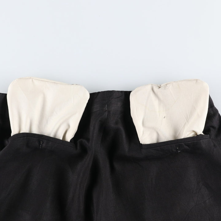 SAKS FIFTH AVENUE Two-Pleat Linen Trousers, Made in Canada, Men's Size W34 (approx.) linen black type Vintage Second Hand
