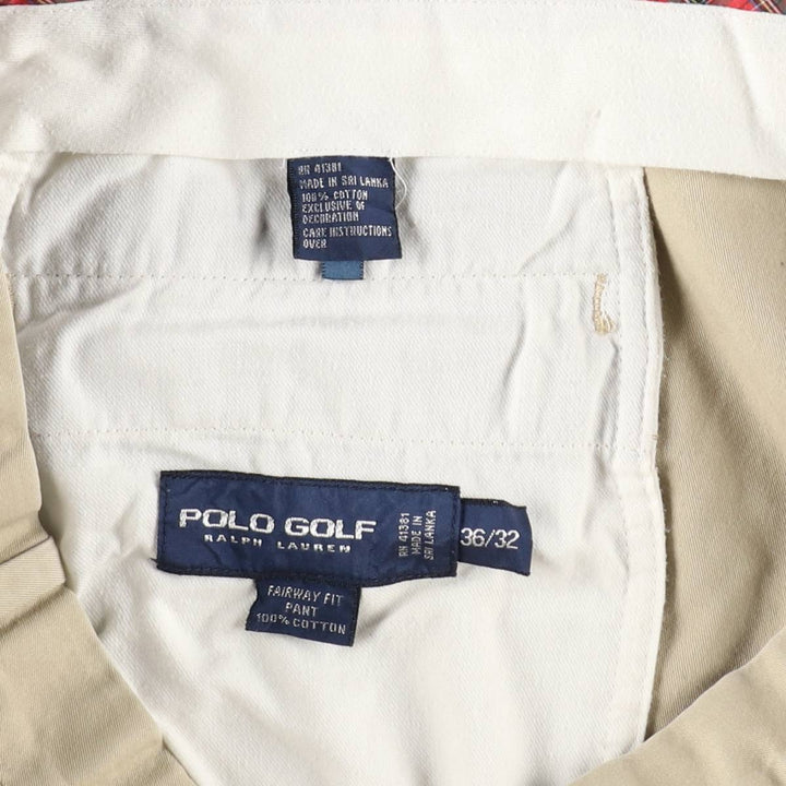 Ralph Lauren POLO GOLF Fairway Fit Pants, two-pleat chino pants, men's size W37 (approx.) cotton Beige type Vintage Second Hand