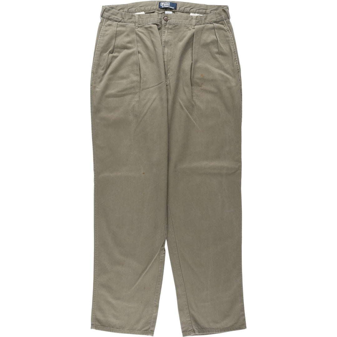 Ralph Lauren POLO by Ralph Lauren Two-pleat Chino Pants for Men, W35 cotton Khaki type Vintage Second Hand