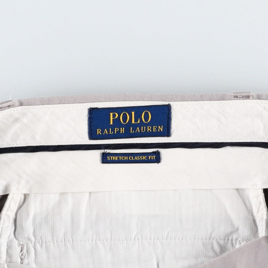 Ralph Lauren POLO RALPH LAUREN STRETCH CLASSIC FIT Chino Pants, Men's Size W34 (approx.) cotton gray type Vintage Second Hand