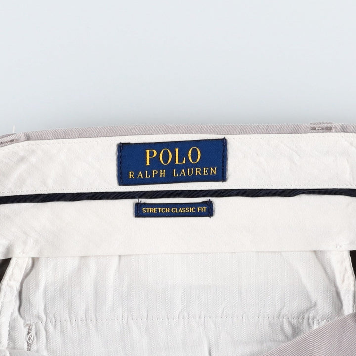 Ralph Lauren POLO RALPH LAUREN STRETCH CLASSIC FIT Chino Pants, Men's Size W34 (approx.) cotton gray type Vintage Second Hand