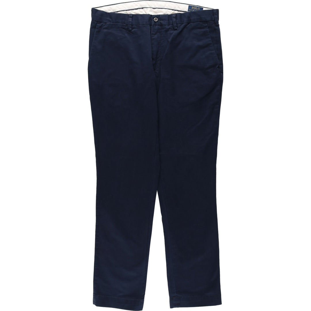 Ralph Lauren POLO RALPH LAUREN STRETCH SLIM FIT Chino Pants, Men's W35 (approx.) cotton navy blue type Vintage Second Hand