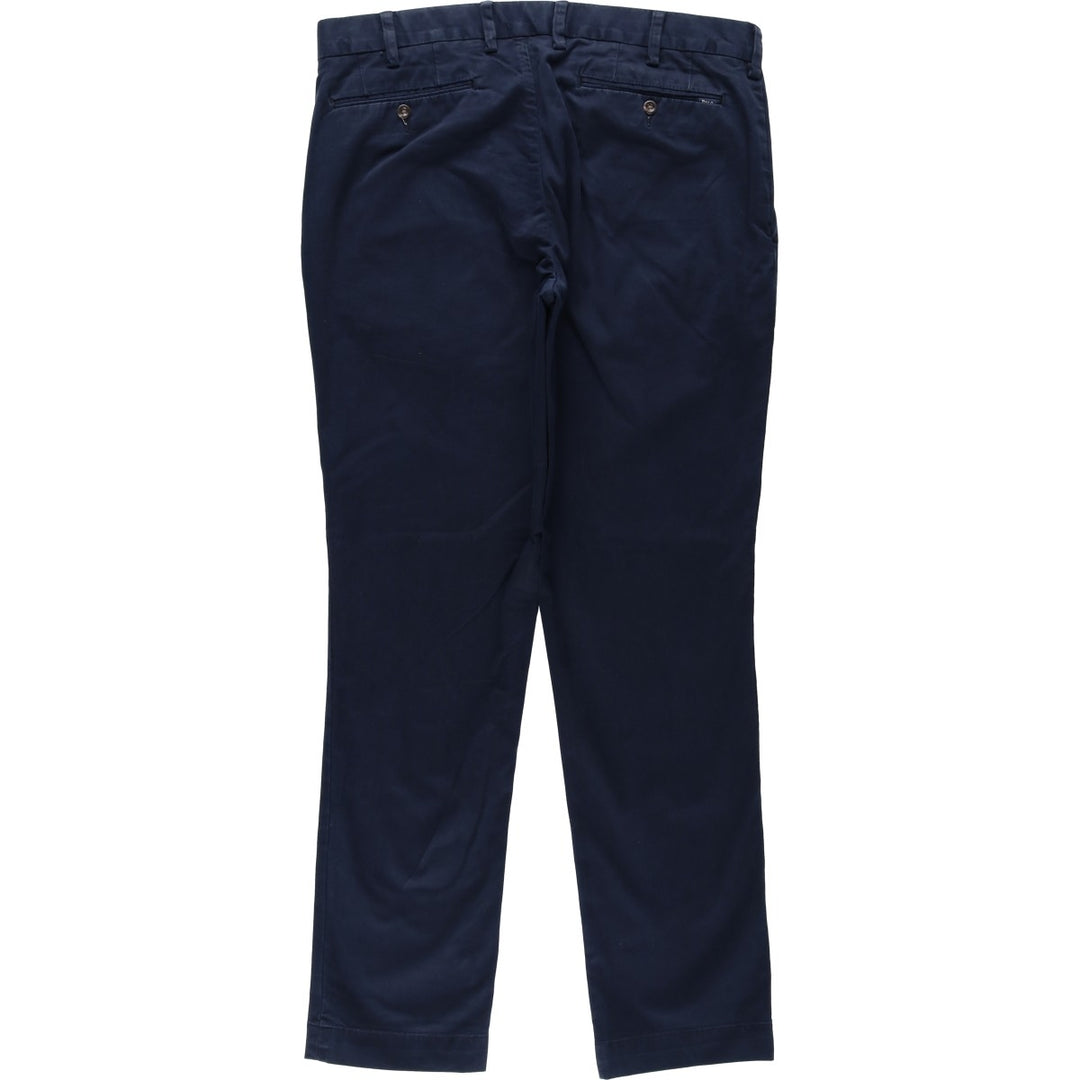 Ralph Lauren POLO RALPH LAUREN STRETCH SLIM FIT Chino Pants, Men's W35 (approx.) cotton navy blue type Vintage Second Hand