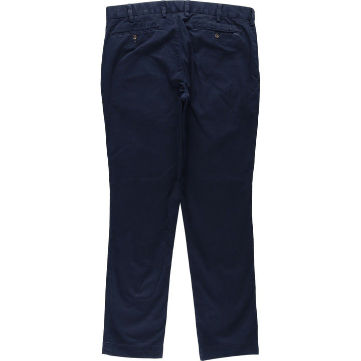 Ralph Lauren POLO RALPH LAUREN STRETCH SLIM FIT Chino Pants, Men's W35 (approx.) cotton navy blue type Vintage Second Hand