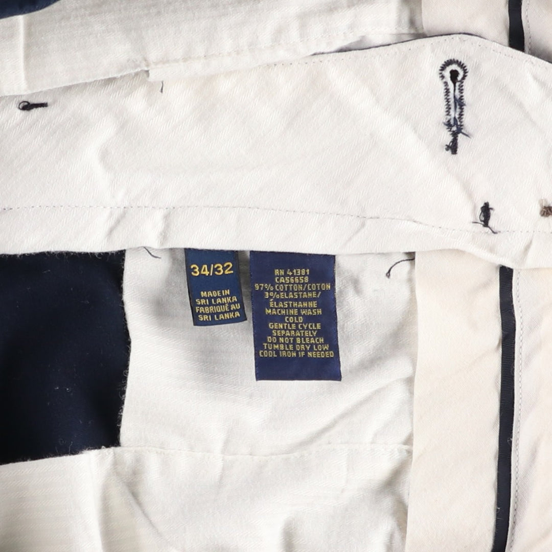 Ralph Lauren POLO RALPH LAUREN STRETCH SLIM FIT Chino Pants, Men's W35 (approx.) cotton navy blue type Vintage Second Hand