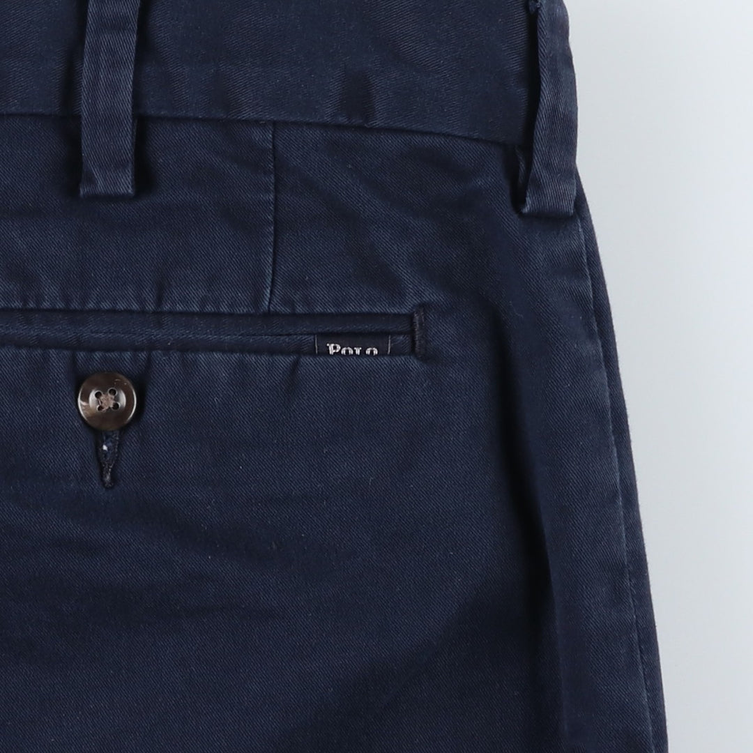 Ralph Lauren POLO RALPH LAUREN STRETCH SLIM FIT Chino Pants, Men's W35 (approx.) cotton navy blue type Vintage Second Hand