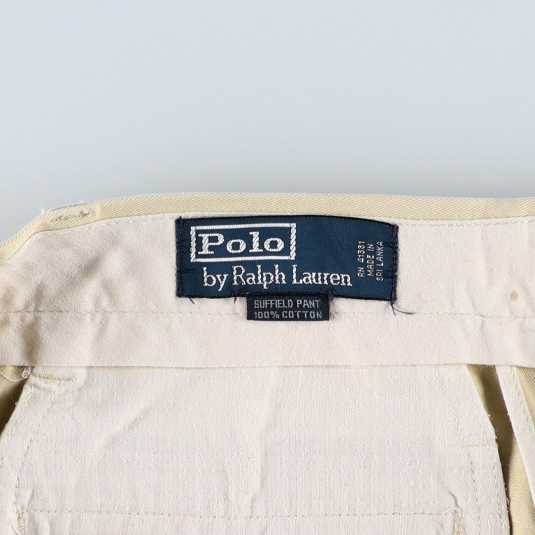 Ralph Lauren POLO by Ralph Lauren SUFFIELD PANT Chino pants for men, W33 equivalent cotton Beige type Vintage Second Hand