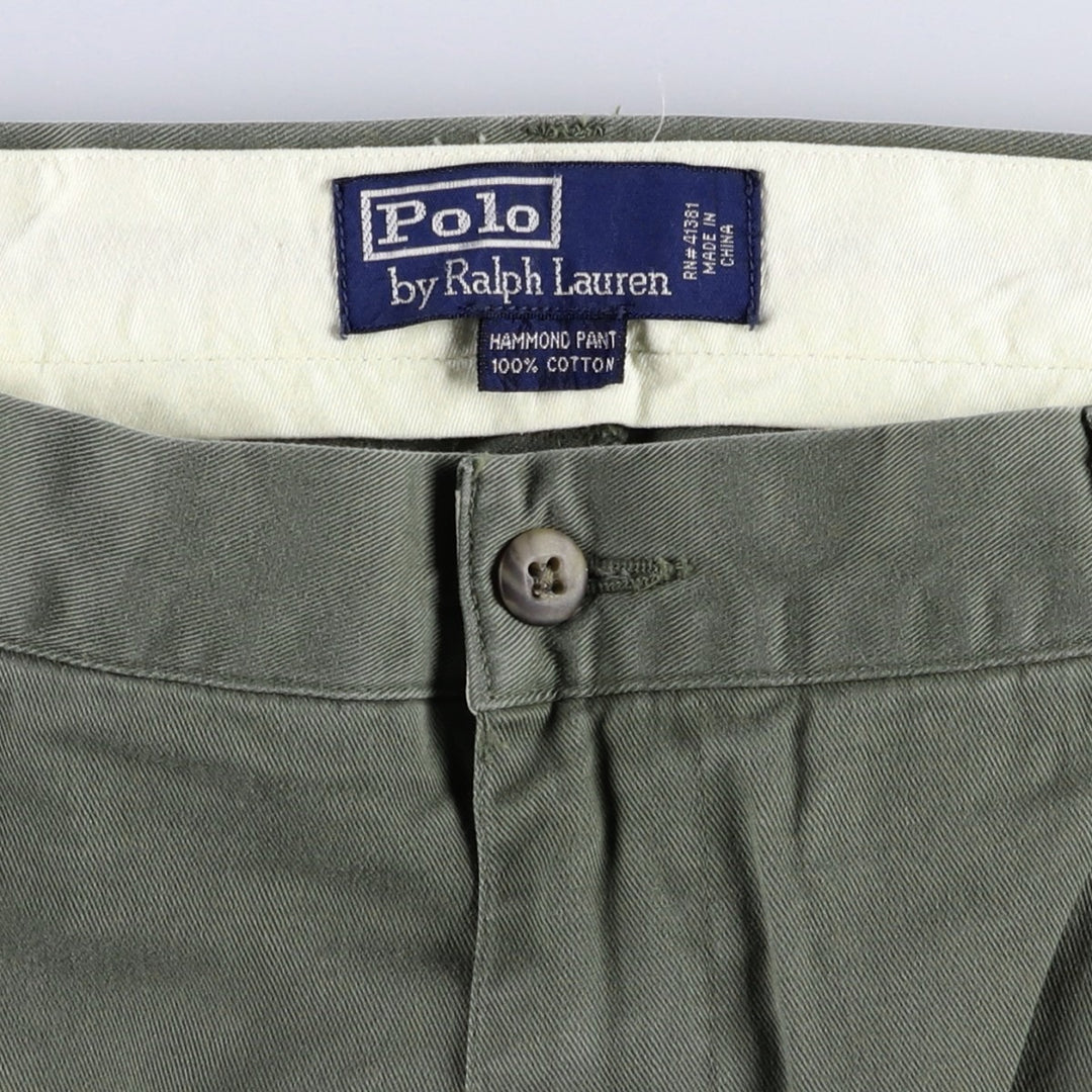 Ralph Lauren POLO RALPH LAUREN HAMMOND PANT, two-pleat chino pants, men's size W36 cotton Khaki type Vintage Second Hand