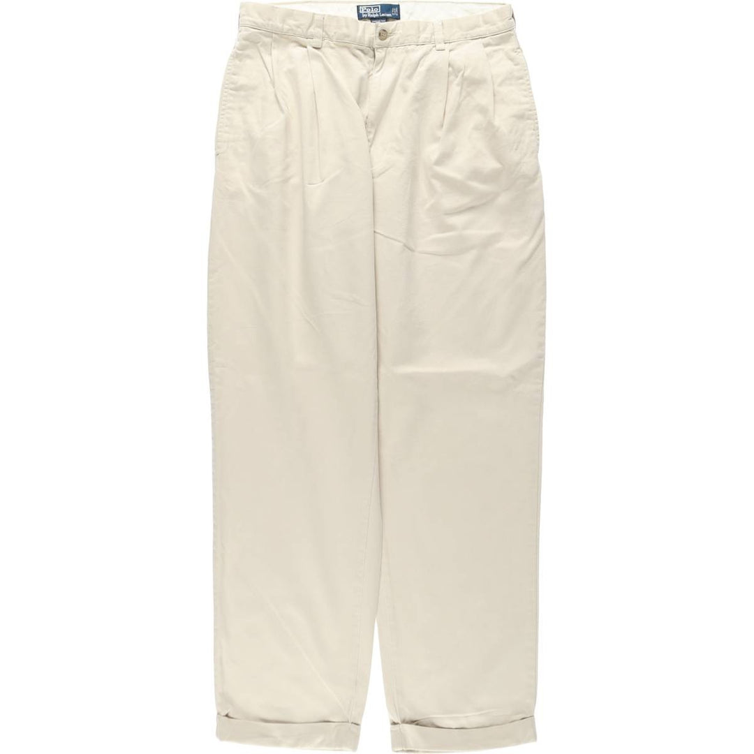 Ralph Lauren POLO by Ralph Lauren HAMMOND PANT, two-pleat chino pants, men's, w34 equivalent cotton Beige type Vintage Second Hand