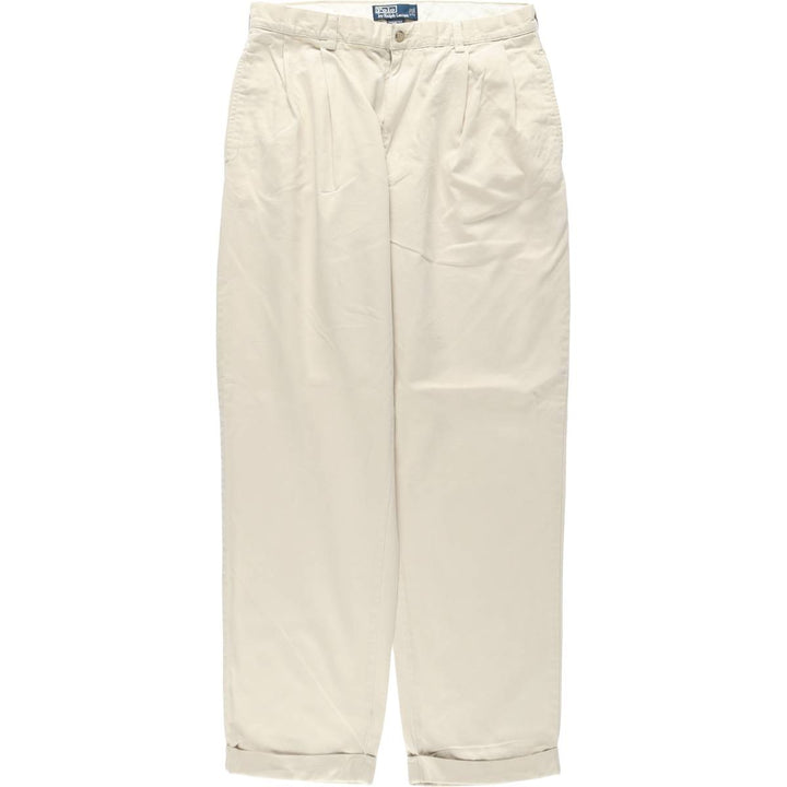 Ralph Lauren POLO by Ralph Lauren HAMMOND PANT, two-pleat chino pants, men's, w34 equivalent cotton Beige type Vintage Second Hand