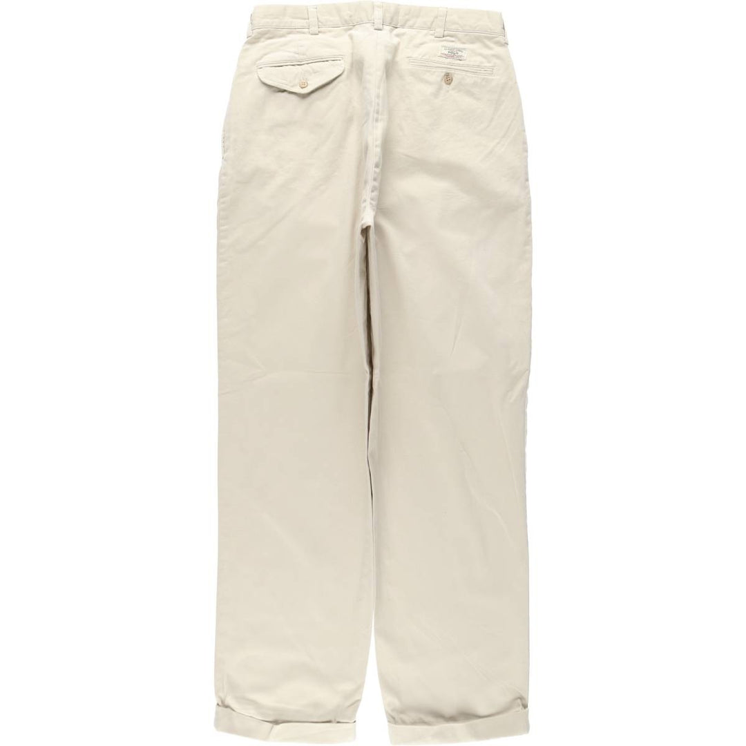 Ralph Lauren POLO by Ralph Lauren HAMMOND PANT, two-pleat chino pants, men's, w34 equivalent cotton Beige type Vintage Second Hand