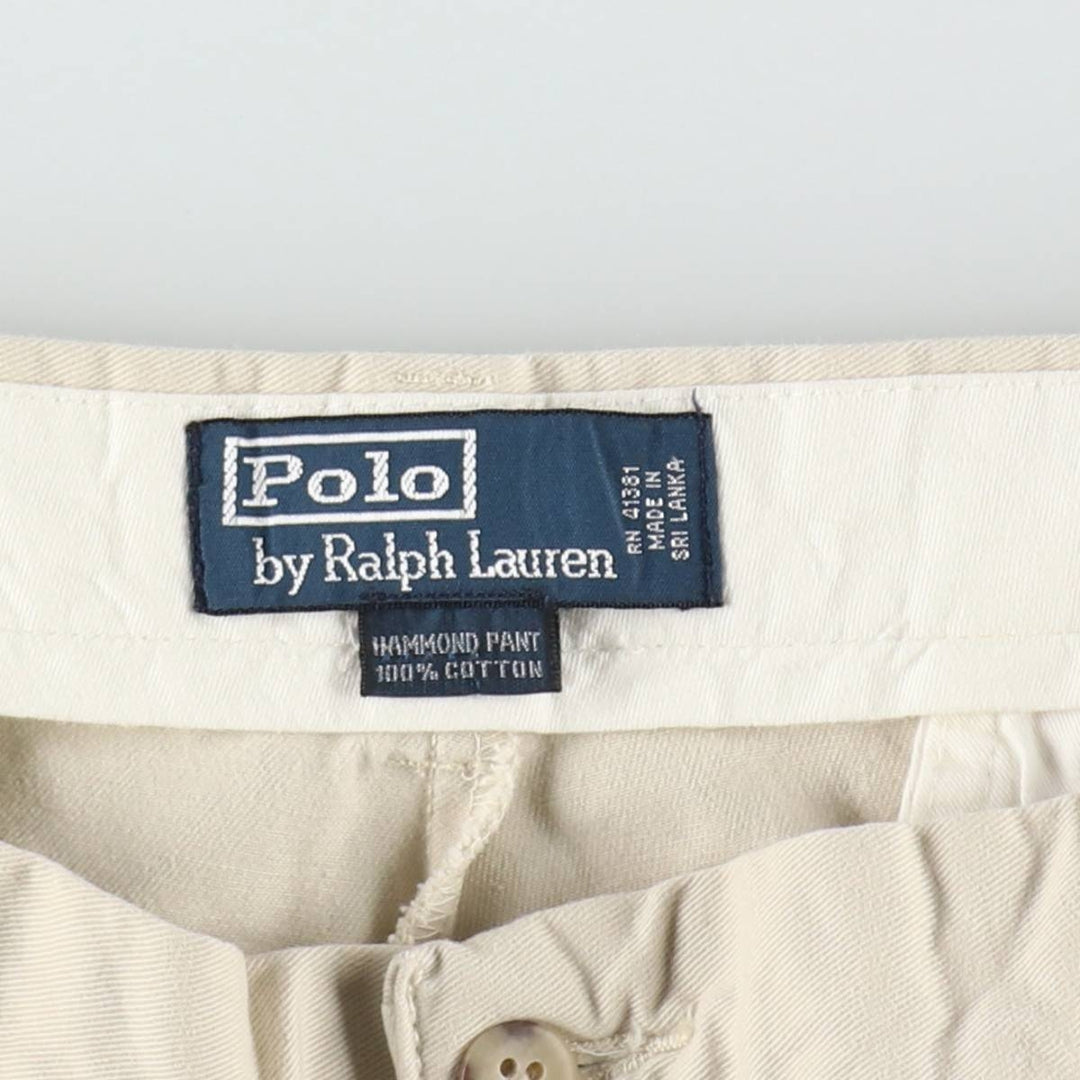Ralph Lauren POLO by Ralph Lauren HAMMOND PANT, two-pleat chino pants, men's, w34 equivalent cotton Beige type Vintage Second Hand