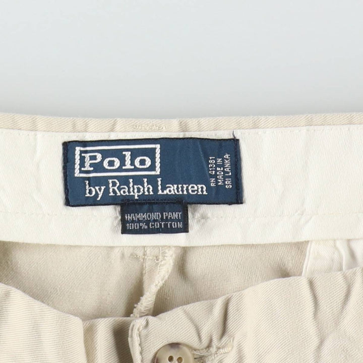 Ralph Lauren POLO by Ralph Lauren HAMMOND PANT, two-pleat chino pants, men's, w34 equivalent cotton Beige type Vintage Second Hand