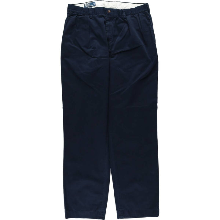 Ralph Lauren POLO by Ralph Lauren ANDREW PANT Two-pleat chino pants for men, equivalent to w36 cotton navy blue type Vintage Second Hand