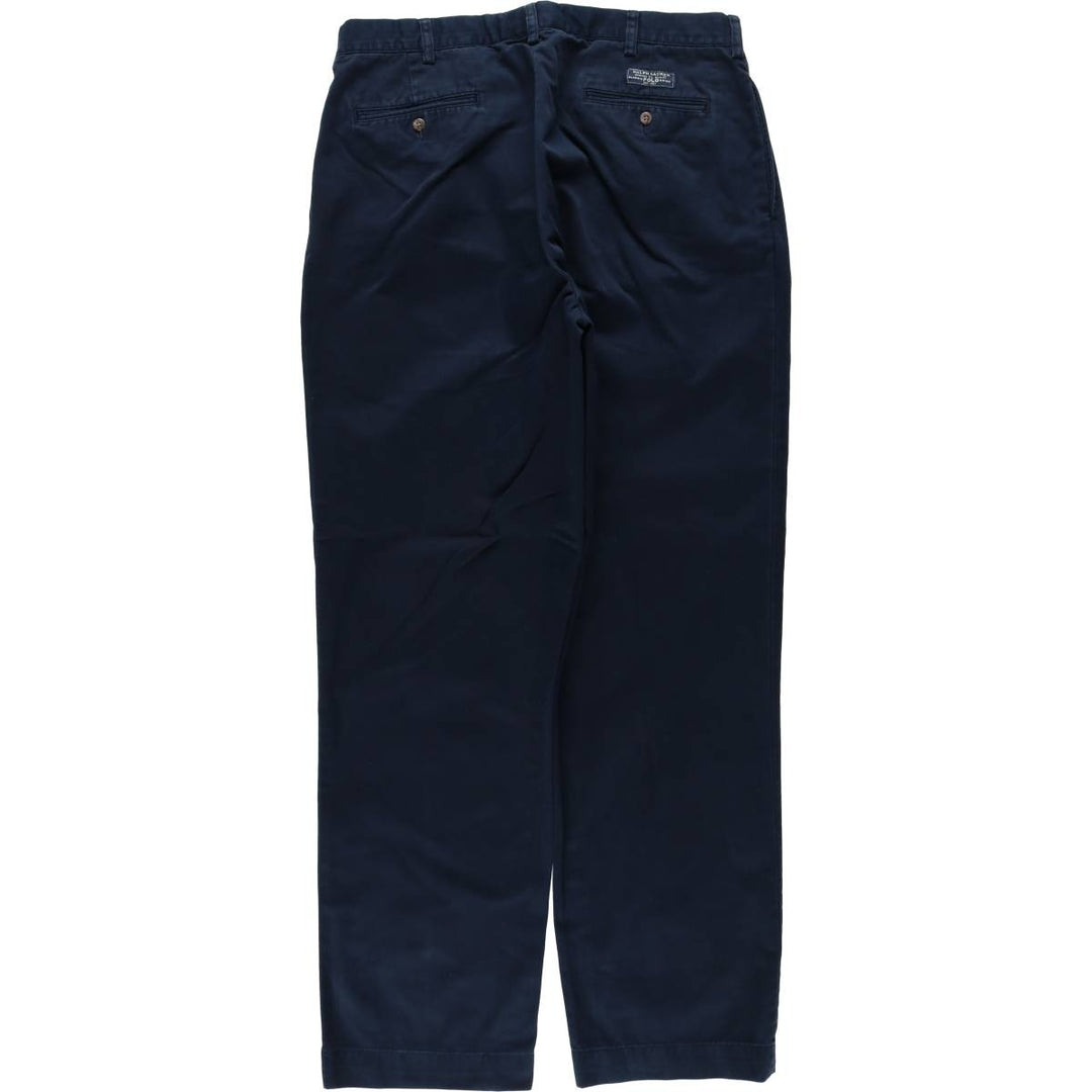 Ralph Lauren POLO by Ralph Lauren ANDREW PANT Two-pleat chino pants for men, equivalent to w36 cotton navy blue type Vintage Second Hand