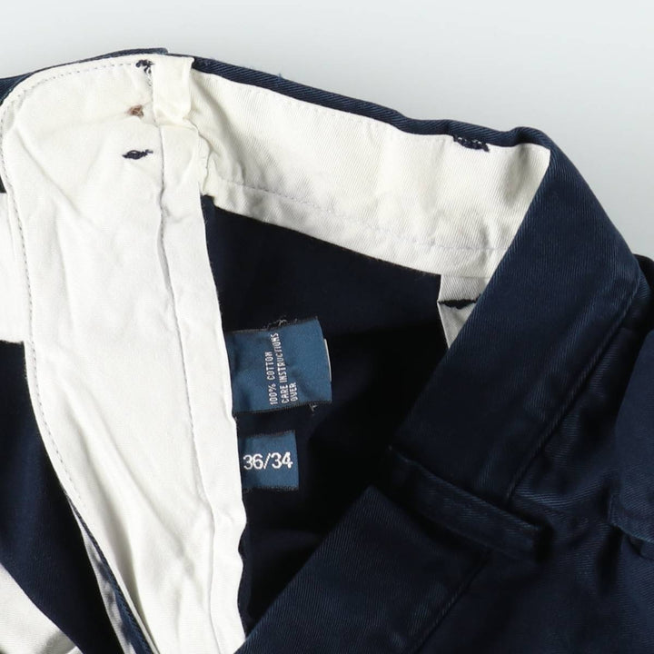 Ralph Lauren POLO by Ralph Lauren ANDREW PANT Two-pleat chino pants for men, equivalent to w36 cotton navy blue type Vintage Second Hand
