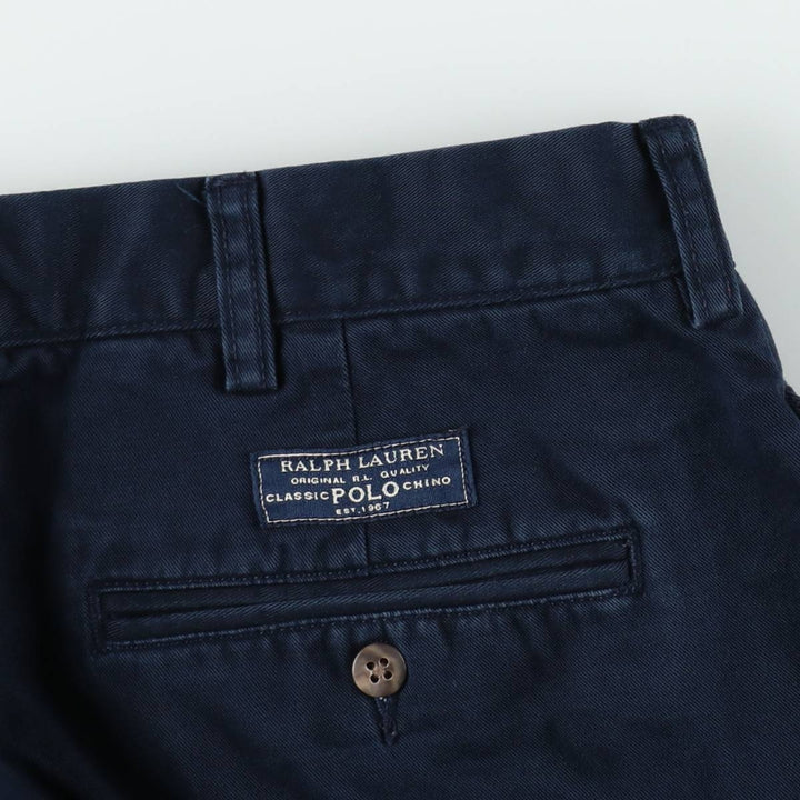 Ralph Lauren POLO by Ralph Lauren ANDREW PANT Two-pleat chino pants for men, equivalent to w36 cotton navy blue type Vintage Second Hand