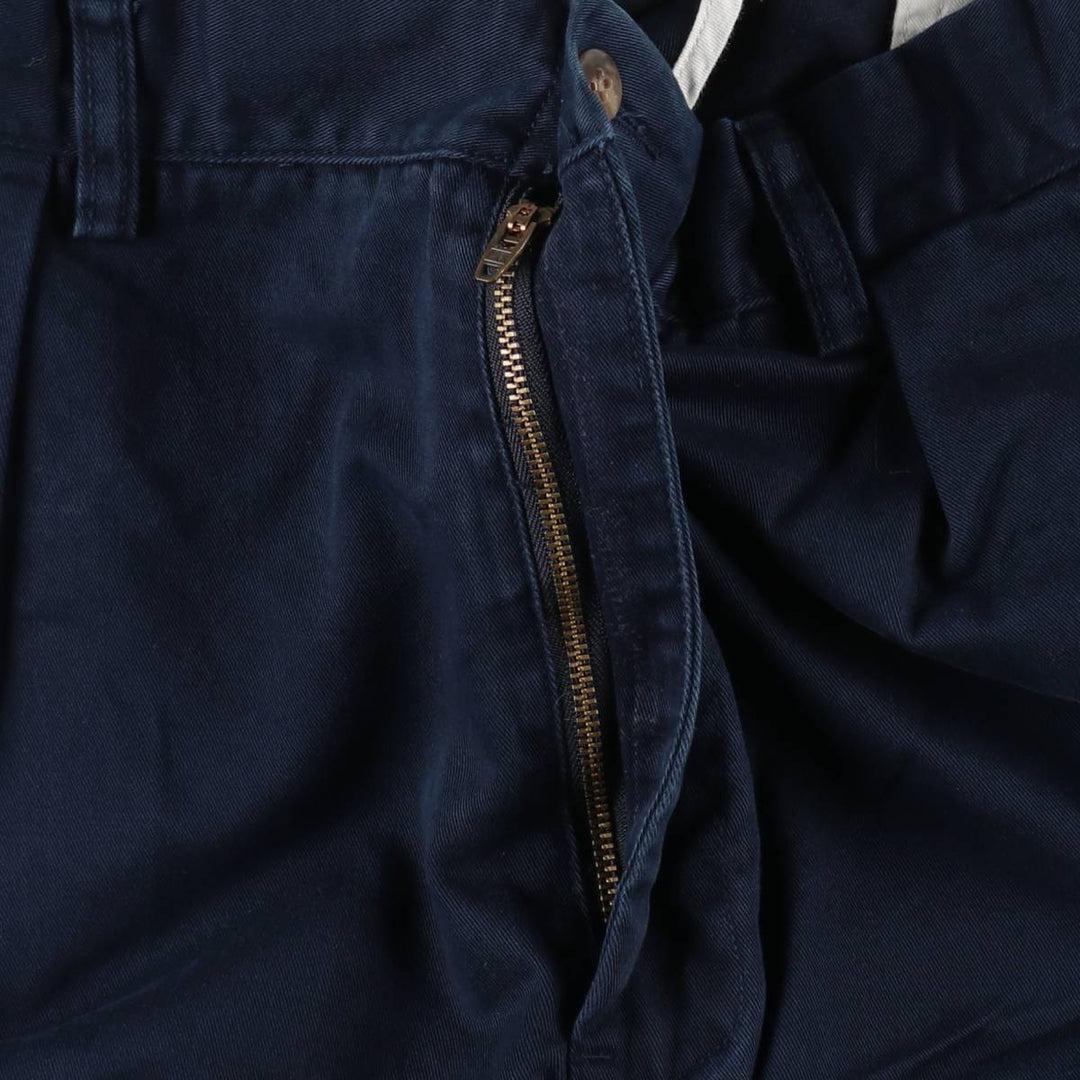 Ralph Lauren POLO by Ralph Lauren ANDREW PANT Two-pleat chino pants for men, equivalent to w36 cotton navy blue type Vintage Second Hand