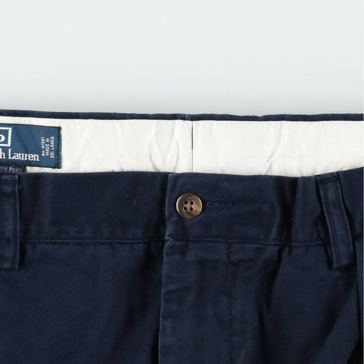 Ralph Lauren POLO by Ralph Lauren ANDREW PANT Two-pleat chino pants for men, equivalent to w36 cotton navy blue type Vintage Second Hand