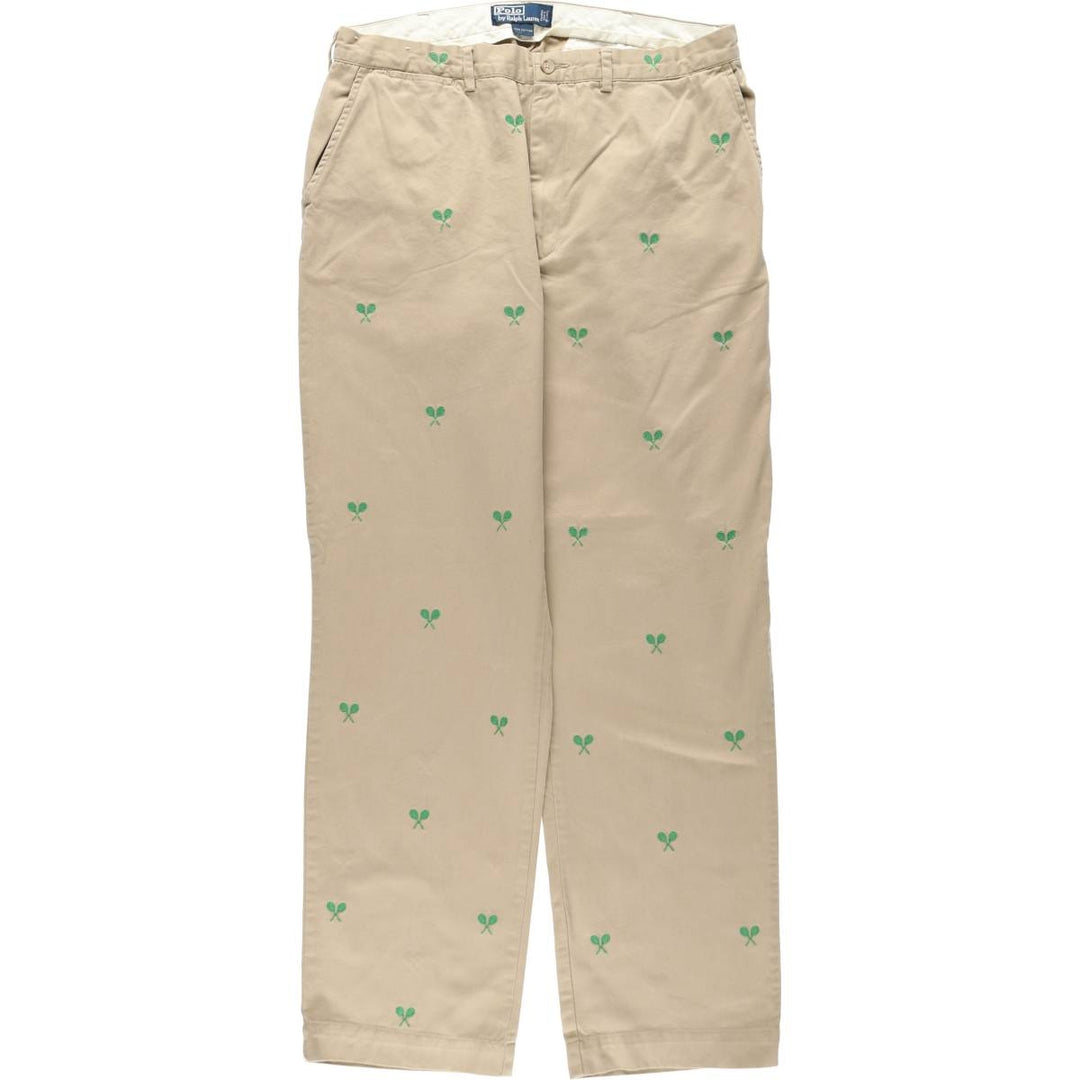 Ralph Lauren POLO by Ralph Lauren all-over print chino pants, men's size W36 (approx.) cotton Beige type Vintage Second Hand
