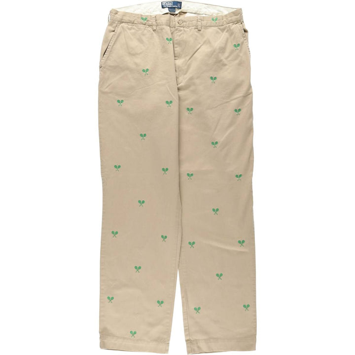 Ralph Lauren POLO by Ralph Lauren all-over print chino pants, men's size W36 (approx.) cotton Beige type Vintage Second Hand