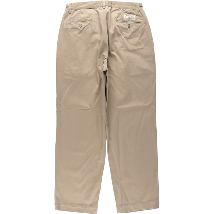 Ralph Lauren POLO by Ralph Lauren ANDREW PANT, two-pleat chino pants, men's, W32 equivalent cotton Beige type Vintage Second Hand