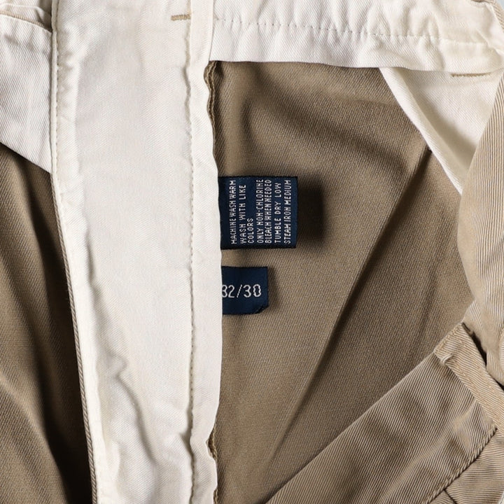 Ralph Lauren POLO by Ralph Lauren ANDREW PANT, two-pleat chino pants, men's, W32 equivalent cotton Beige type Vintage Second Hand