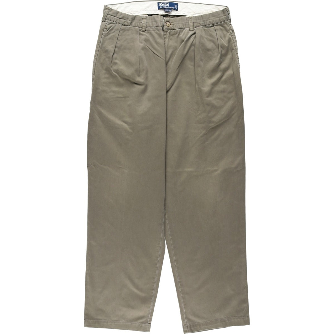 Ralph Lauren POLO by Ralph Lauren ANDREW PANT Two-pleat chino pants for men, equivalent to W33 cotton Khaki type Vintage Second Hand