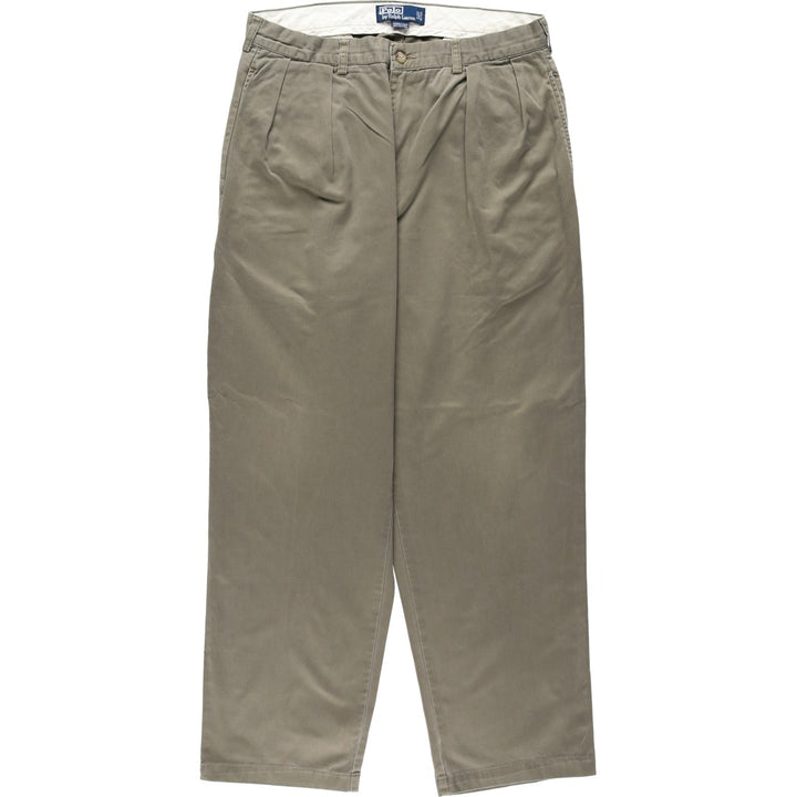 Ralph Lauren POLO by Ralph Lauren ANDREW PANT Two-pleat chino pants for men, equivalent to W33 cotton Khaki type Vintage Second Hand