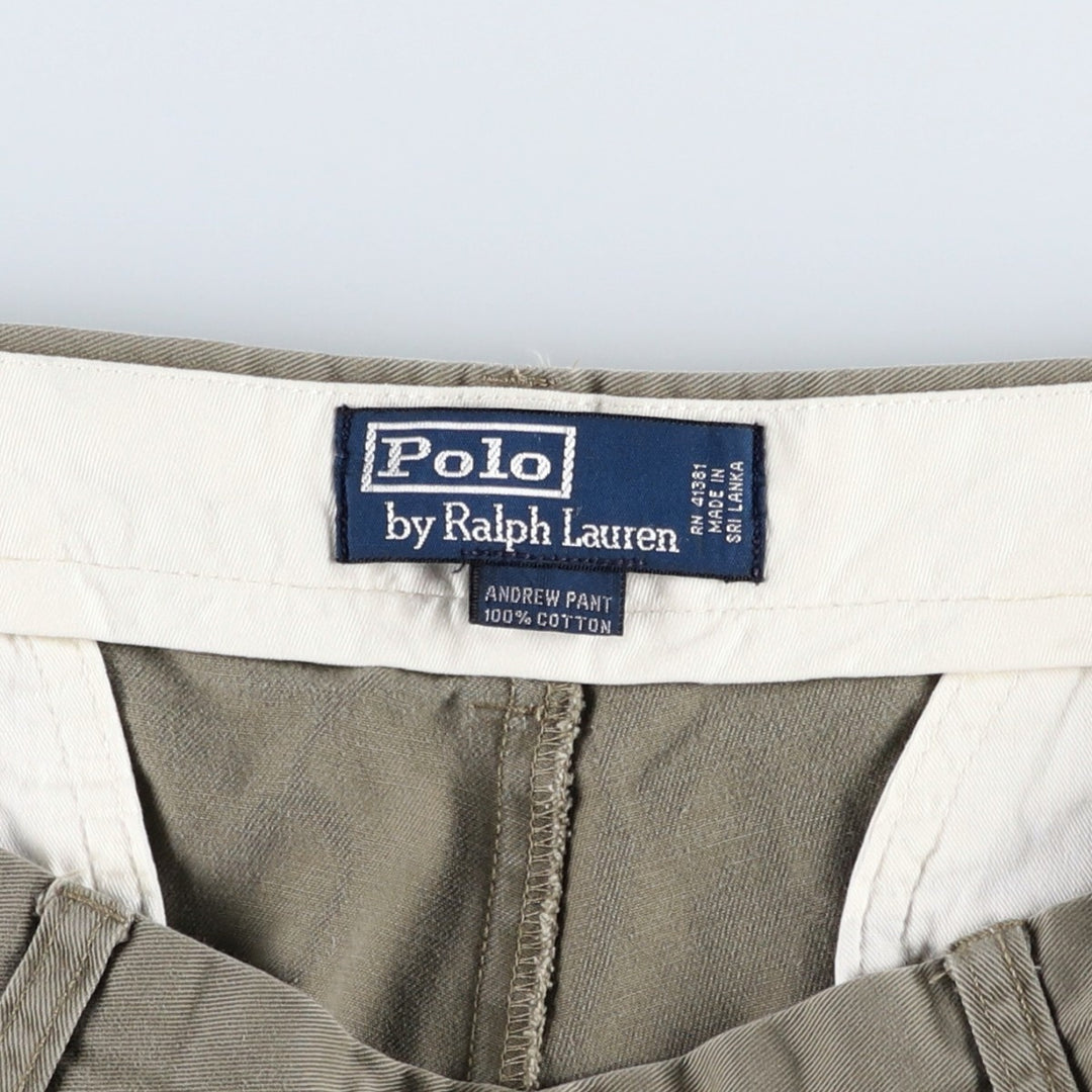Ralph Lauren POLO by Ralph Lauren ANDREW PANT Two-pleat chino pants for men, equivalent to W33 cotton Khaki type Vintage Second Hand