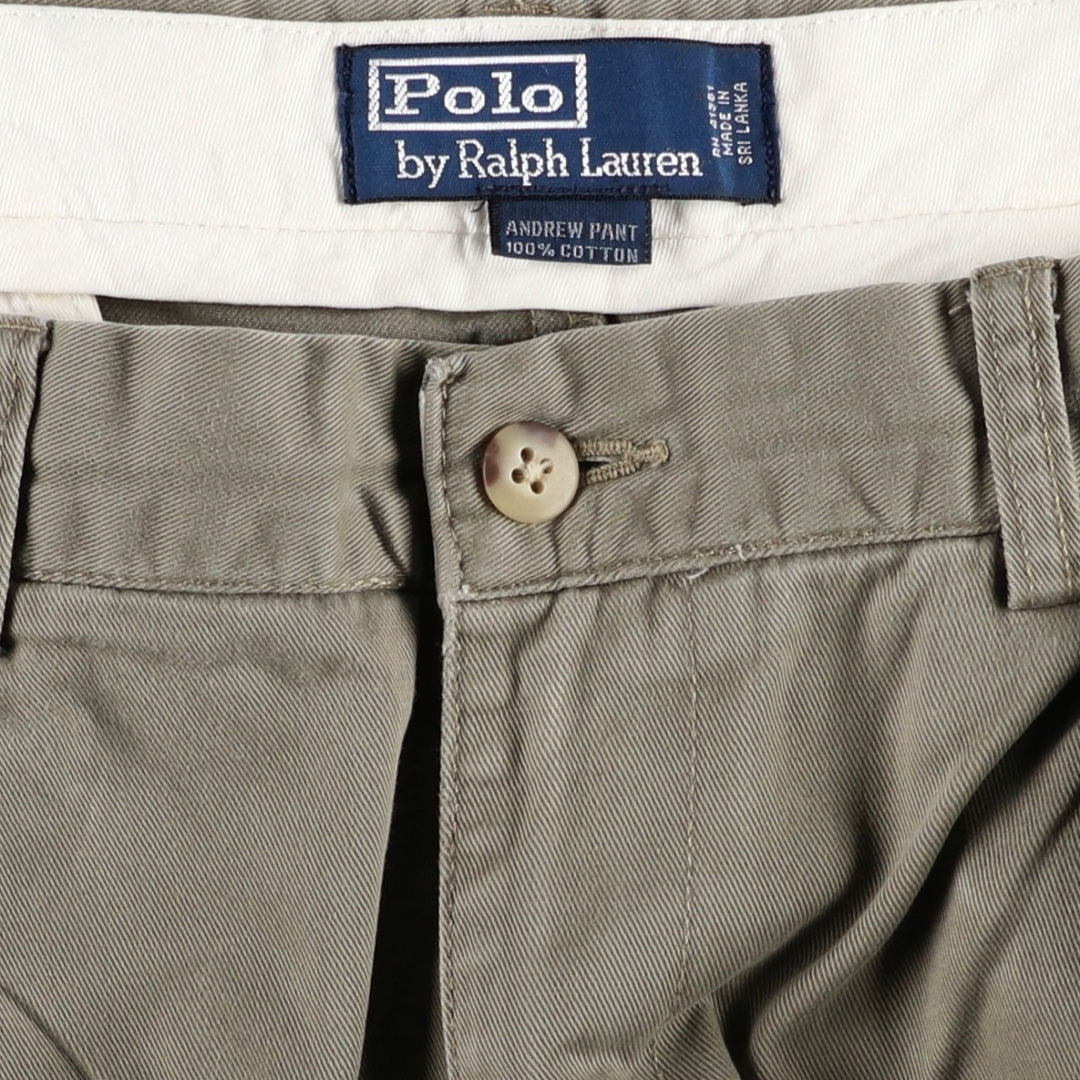Ralph Lauren POLO by Ralph Lauren ANDREW PANT Two-pleat chino pants for men, equivalent to W33 cotton Khaki type Vintage Second Hand