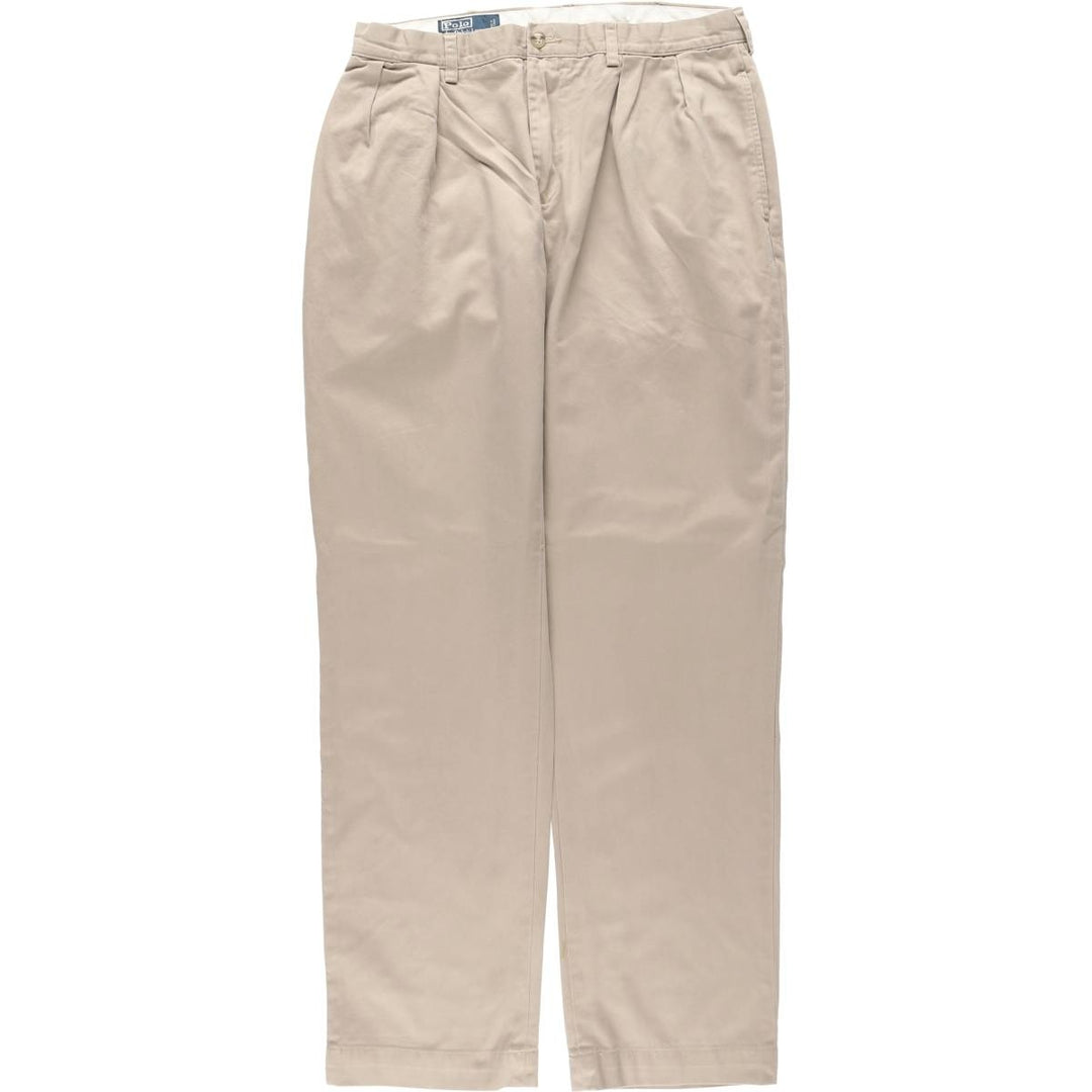 Ralph Lauren POLO by Ralph Lauren ETHAN PANT Two-pleat chino pants for men, size W34 cotton Beige type Vintage Second Hand