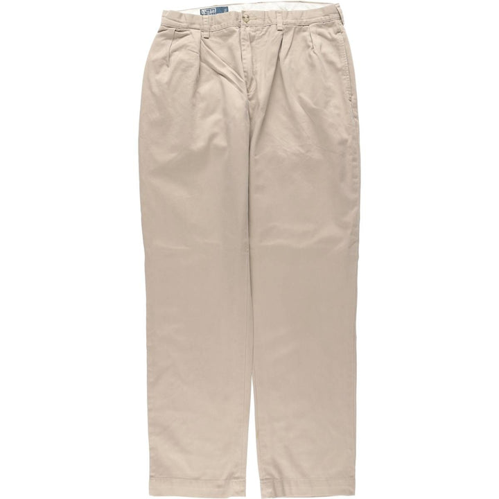 Ralph Lauren POLO by Ralph Lauren ETHAN PANT Two-pleat chino pants for men, size W34 cotton Beige type Vintage Second Hand