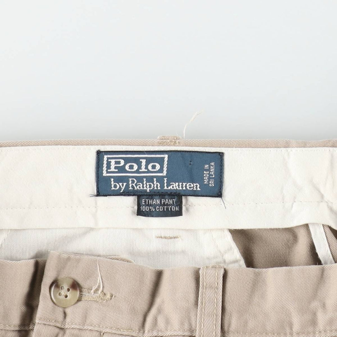 Ralph Lauren POLO by Ralph Lauren ETHAN PANT Two-pleat chino pants for men, size W34 cotton Beige type Vintage Second Hand