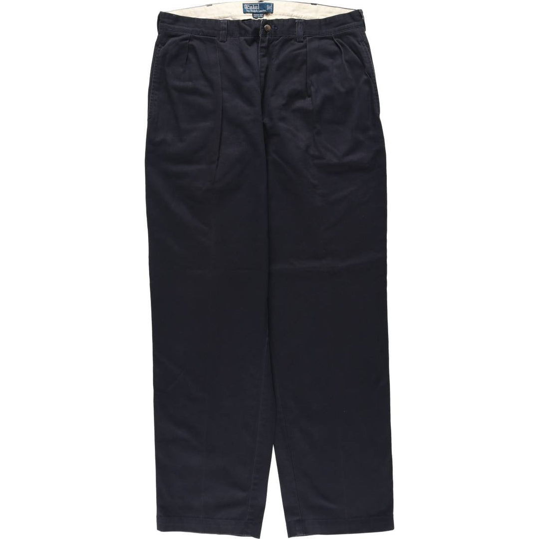 Ralph Lauren POLO by Ralph Lauren ANDREW PANT Two-pleat chino pants for men, equivalent to W34 cotton navy blue type Vintage Second Hand