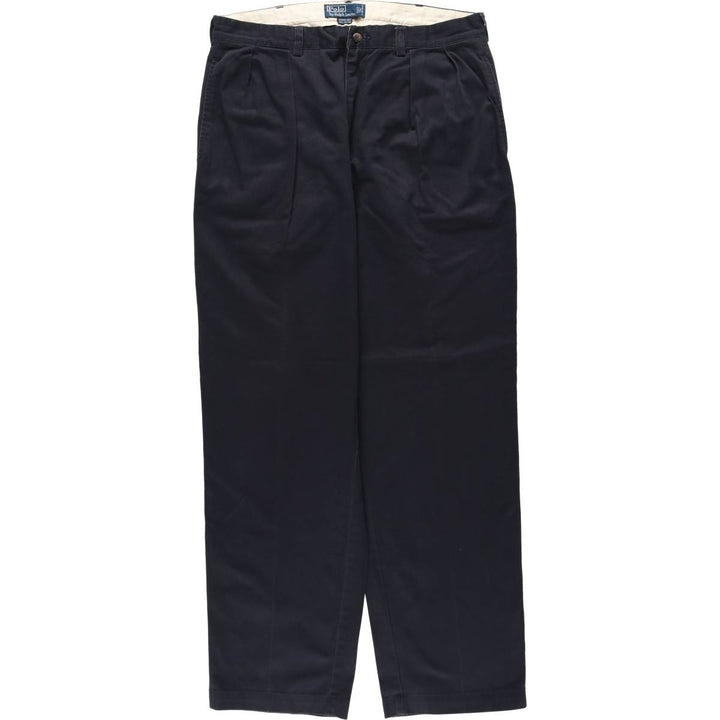 Ralph Lauren POLO by Ralph Lauren ANDREW PANT Two-pleat chino pants for men, equivalent to W34 cotton navy blue type Vintage Second Hand