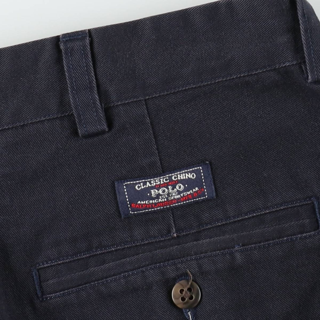 Ralph Lauren POLO by Ralph Lauren ANDREW PANT Two-pleat chino pants for men, equivalent to W34 cotton navy blue type Vintage Second Hand