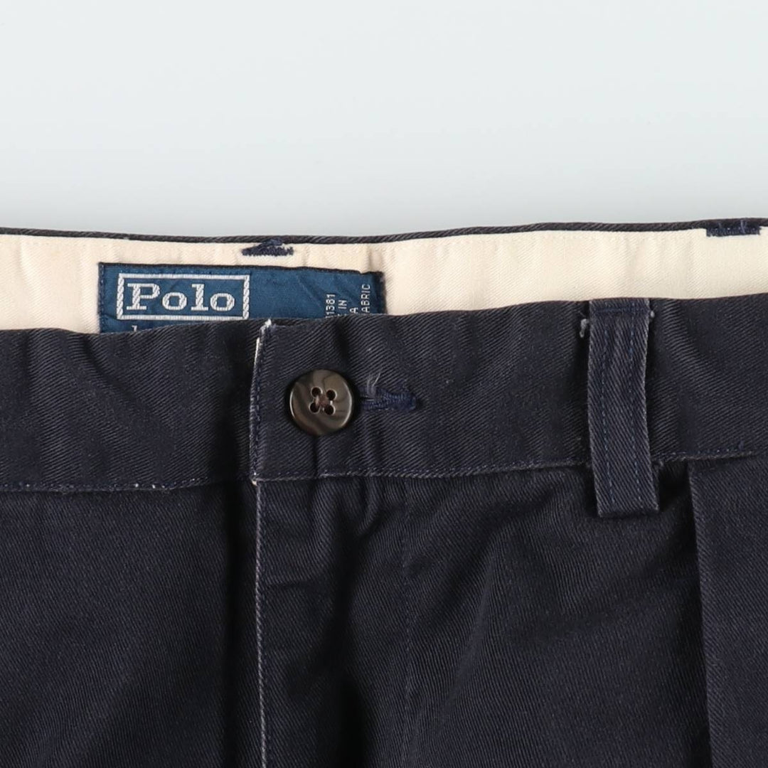 Ralph Lauren POLO by Ralph Lauren ANDREW PANT Two-pleat chino pants for men, equivalent to W34 cotton navy blue type Vintage Second Hand