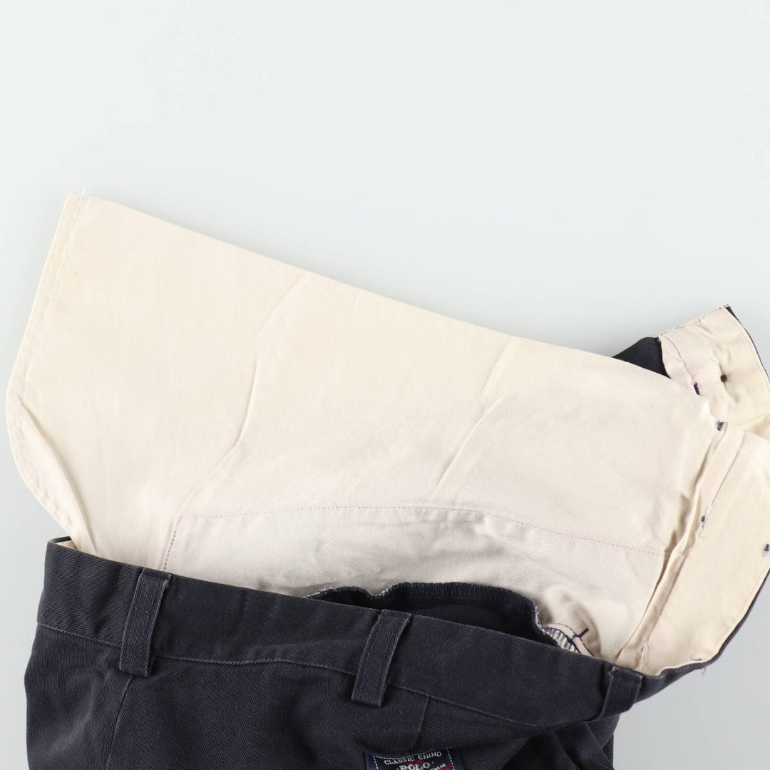 Ralph Lauren POLO by Ralph Lauren ANDREW PANT Two-pleat chino pants for men, equivalent to W34 cotton navy blue type Vintage Second Hand