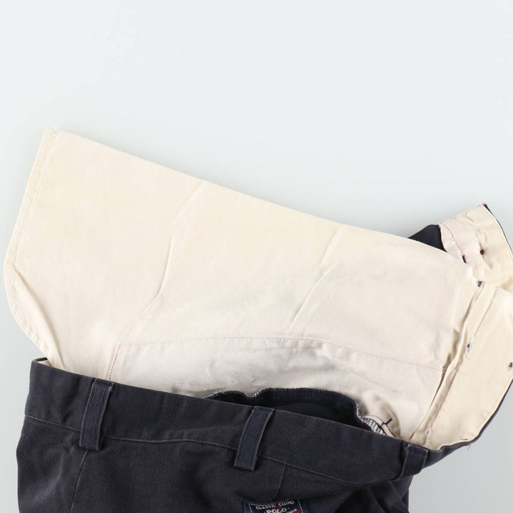 Ralph Lauren POLO by Ralph Lauren ANDREW PANT Two-pleat chino pants for men, equivalent to W34 cotton navy blue type Vintage Second Hand