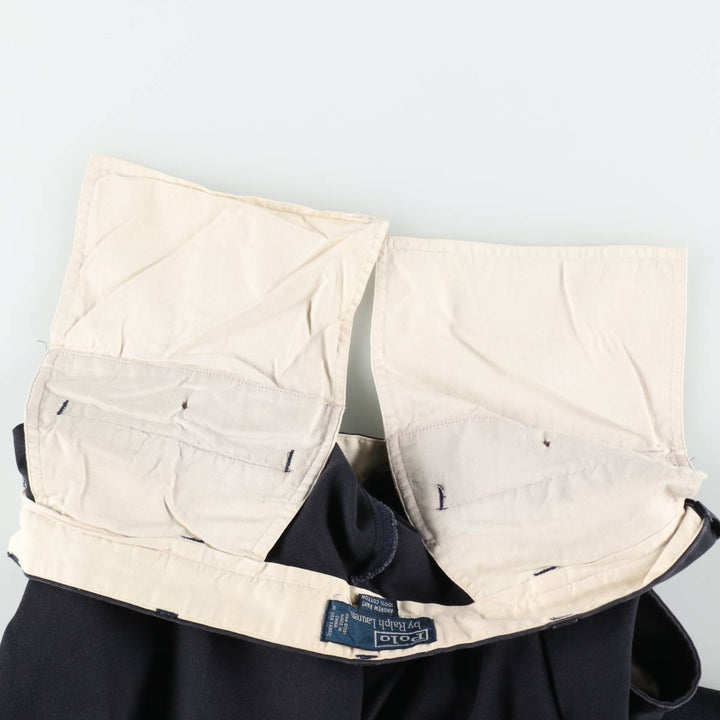 Ralph Lauren POLO by Ralph Lauren ANDREW PANT Two-pleat chino pants for men, equivalent to W34 cotton navy blue type Vintage Second Hand
