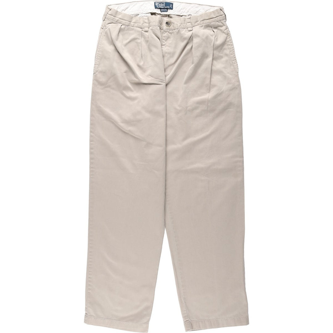 Ralph Lauren POLO by Ralph Lauren ANDREW PANT Two-pleat chino pants for men, equivalent to W33 cotton Beige type Vintage Second Hand
