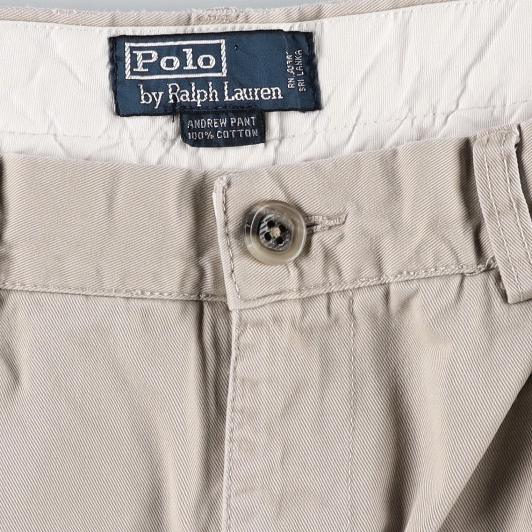 Ralph Lauren POLO by Ralph Lauren ANDREW PANT Two-pleat chino pants for men, equivalent to W33 cotton Beige type Vintage Second Hand
