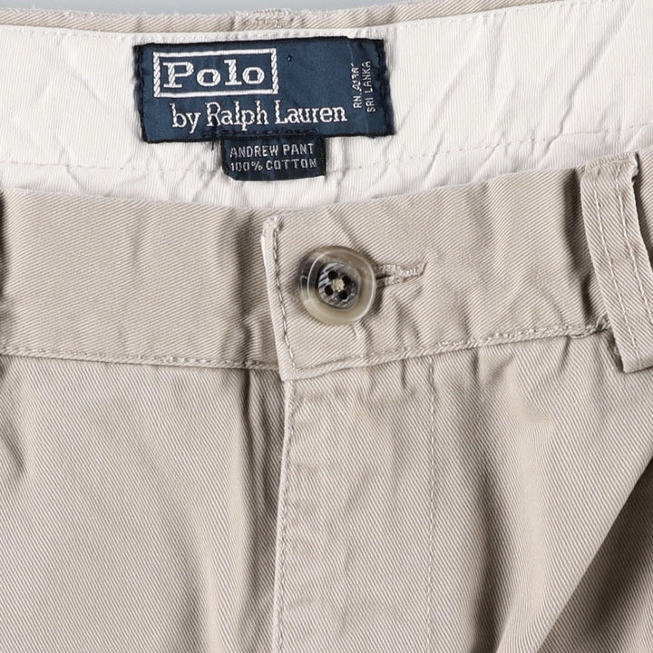 Ralph Lauren POLO by Ralph Lauren ANDREW PANT Two-pleat chino pants for men, equivalent to W33 cotton Beige type Vintage Second Hand