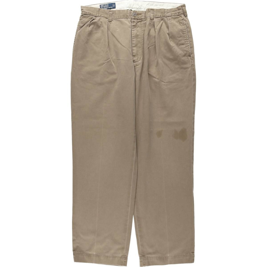 Ralph Lauren POLO by Ralph Lauren ANDREW PANT Two-pleat chino pants for men, equivalent to w36 cotton brown type Vintage Second Hand