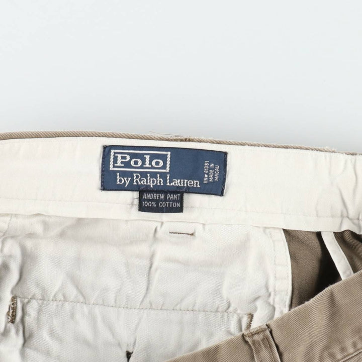 Ralph Lauren POLO by Ralph Lauren ANDREW PANT Two-pleat chino pants for men, equivalent to w36 cotton brown type Vintage Second Hand