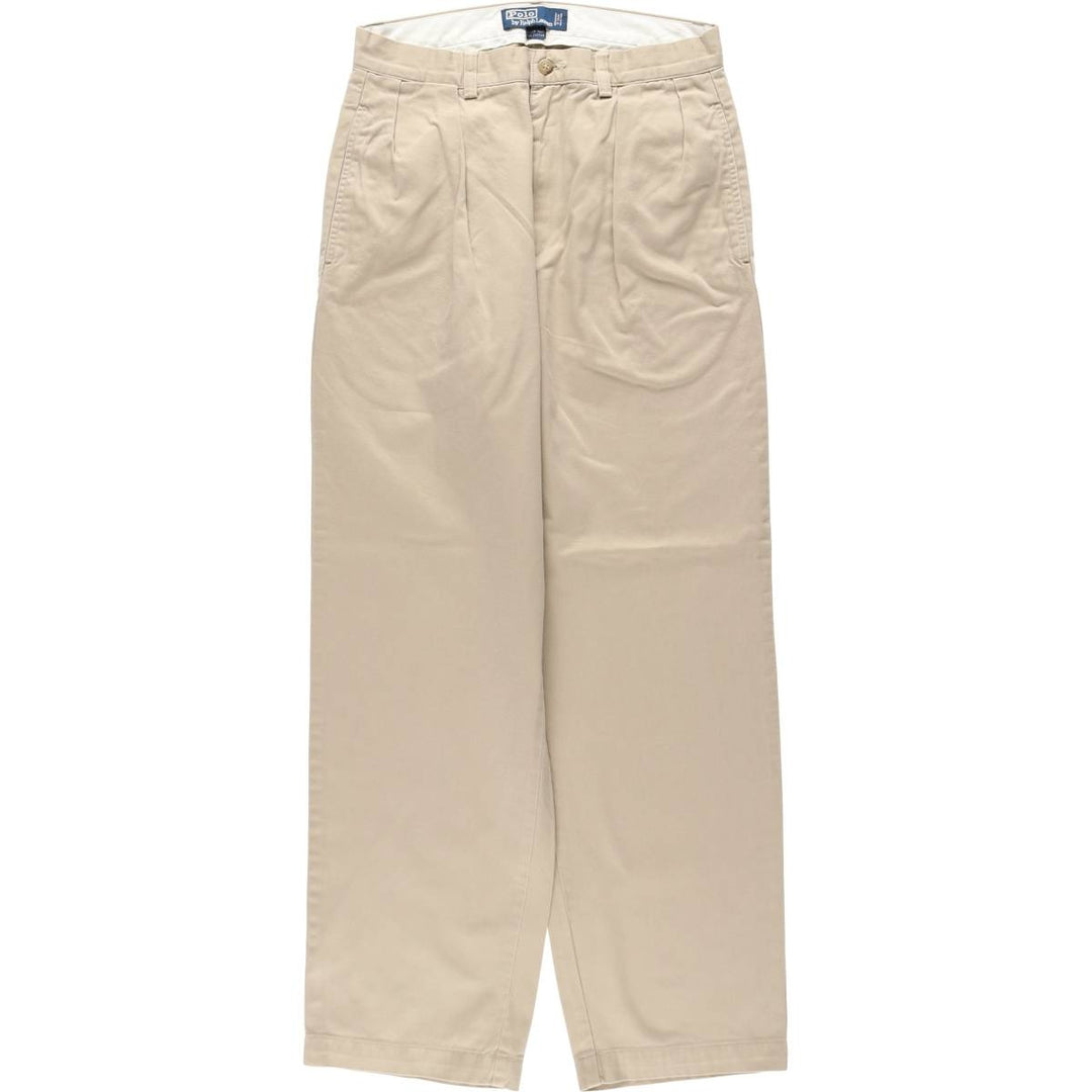 Ralph Lauren POLO by Ralph Lauren ANDREW PANT Two-pleat chino pants for men, W30 equivalent cotton Beige type Vintage Second Hand