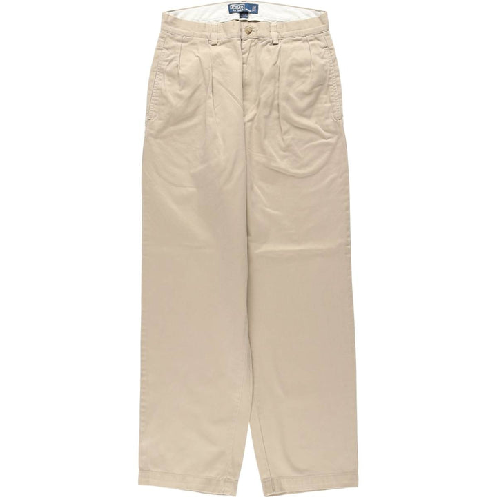 Ralph Lauren POLO by Ralph Lauren ANDREW PANT Two-pleat chino pants for men, W30 equivalent cotton Beige type Vintage Second Hand